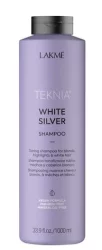 Тонирующий шампунь  для нейтрализации желтого оттенка волос Lakme Teknia White Silver Shampoo, 1000 мл