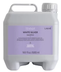 Тонирующий шампунь  для нейтрализации желтого оттенка волос Lakme Teknia White Silver Shampoo, 5000 мл