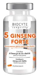 Дієтична добавка покращує пам'ять, позбавляє занепокоєння Biocyte 5 GINSENG FORTE, 40 капсул
