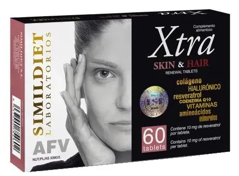 Харчова добавка "Відновлення шкіри та волосся" Simildiet Laboratorios Xtra Skin &amp; Hair, 60 шт
