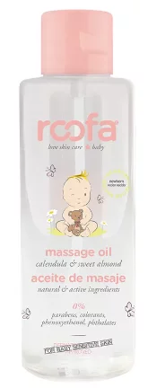 Массажное масло со сладким миндалем, календулой и пантенолом Roofa Massage oil with Sweet Almond with Calendula and Panthenol, 100 мл