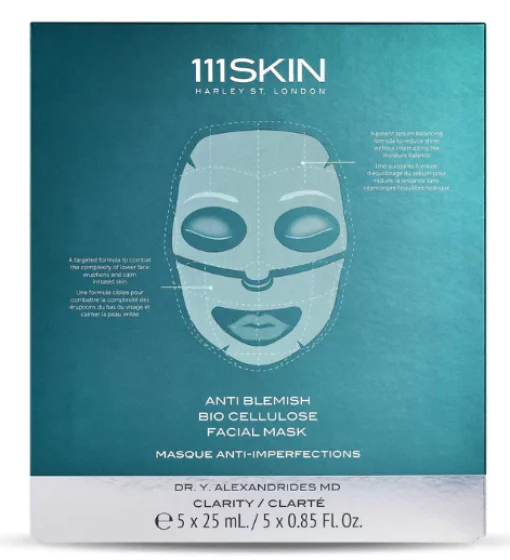 Заспокійлива двосегментна маска для обличчя 111Skin Anti Blemish Bio Cellulose Facial Mask, 5 шт