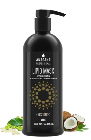 Маска "Липидная" с кератином для сухих и поврежденных волос Anagana Professional Lipid Mask, 1000 мл