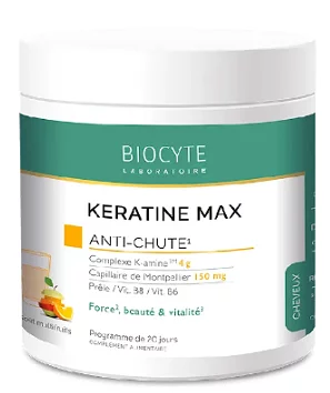 Добавка дієтична, збільшує обсяг волосся та стимулює його зростання Biocyte Keratine Max, 20 x 12 гр