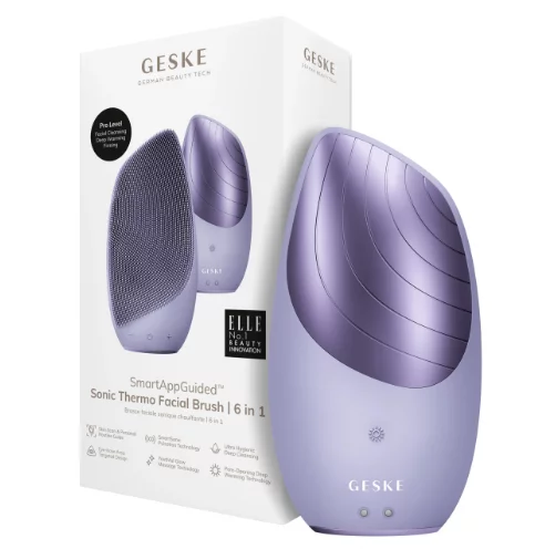 Электронная звуковая термощетка для лица Geske Sonic Thermo Facial Brush 6 в 1 Purple