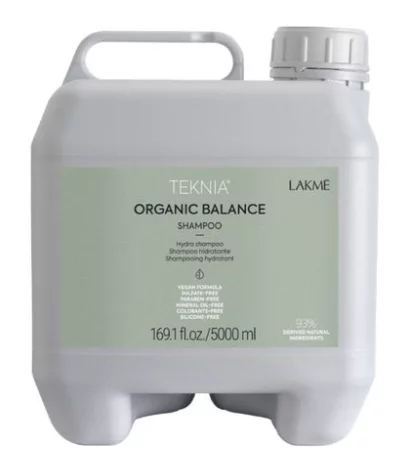 Бессульфатный увлажняющий шампунь для волос Lakme Teknia Organic Balance Shampoo, 5000 мл