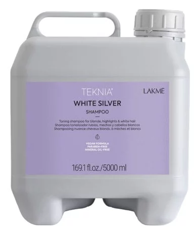 Тонирующий шампунь  для нейтрализации желтого оттенка волос Lakme Teknia White Silver Shampoo, 5000 мл