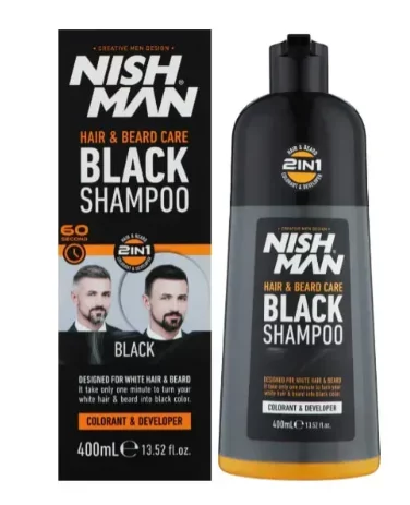 Шампунь для маскировки седины Nishman Hair&amp;Beard Care Black Shampoo Bundle, 400 мл
