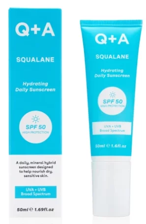 Зволожуючий сонцезахисний крем для обличчя Q+A Squalane Hydrating Daily Sunscreen, 50 мл