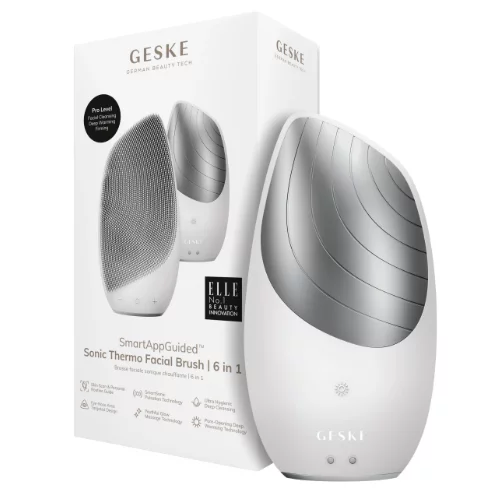 Електронна звукова термощітка для обличчя Geske Sonic Thermo Facial Brush 6 в 1 White