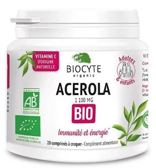 Диетическая добавка снижает усталость, стимулирует работу имунной системы Biocyte Acerola Bio, 20 табл