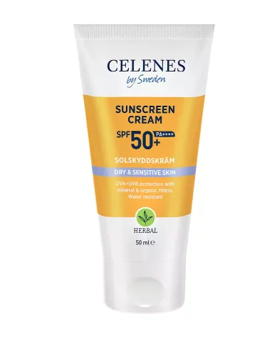 Сонцезахисний крем для сухої та чутливої шкіри Celenes Sunscreen Cream SPF 50+ Dry and Sensitive, 50 мл