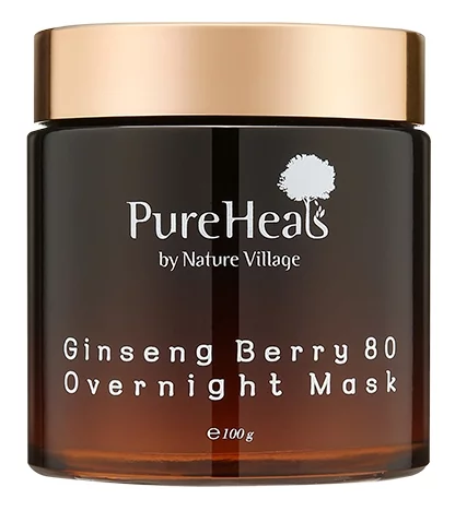 Ночная маска для лица с женьшенем Pureheals Ginseng Berry 80 Overnight Mask, 100млл