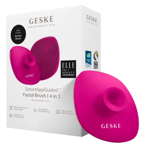 Щетка для лица с держателем 4 в 1 пурпурная Geske Facial Brush 4 in 1 Magenta