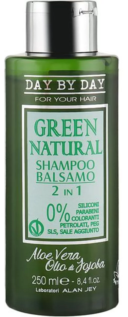 Шампунь-бальзам 2в1 з маслом жожоба та алое віра для всіх типів волосся Alan Jey Green Natural Shampoo-Balsam, 250 мл