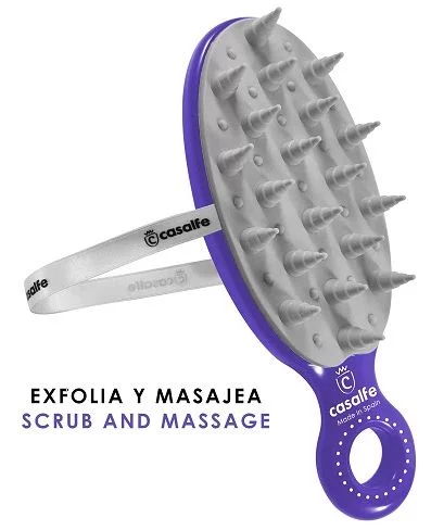 Силіконова масажна щітка для миття голови Casalfe фіолетова