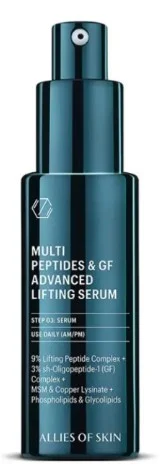 Мультипептидная сыворотка с эффектом лифтинга Allies Of Skin Multi Peptides &amp; GF Advanced Lifting Serum, 50 мл