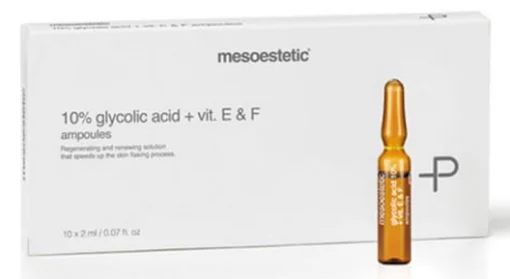 Ампулы с гликолевой кислотой с витаминами Е + F Mesoestetic Ampoules Glycolic Acid 10% + Vit. Е+F, 10 х 2 мл